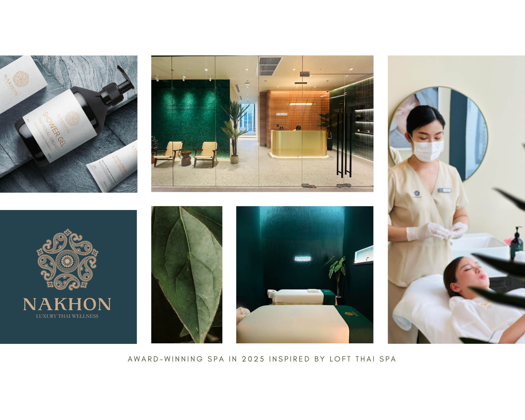Green Blue Beige Clean Nature Mood Board Photo Collage at Nakhon Spa Bangkok